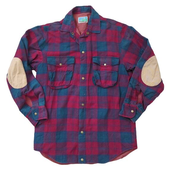 RARE VTG Neiman Marcus Supply Company Flannel Men’s Size M Elbow Patch Shacket - Picture 1 of 6